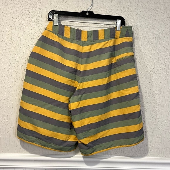 Patagonia Men's Swim Shorts - Gray, Olive and Mustard Stripes size 34 medium - Picture 6 of 8